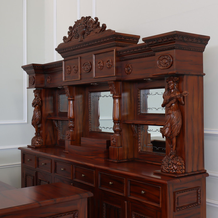 9ft Saloon Bar w/ Carved Hula Lady Statues