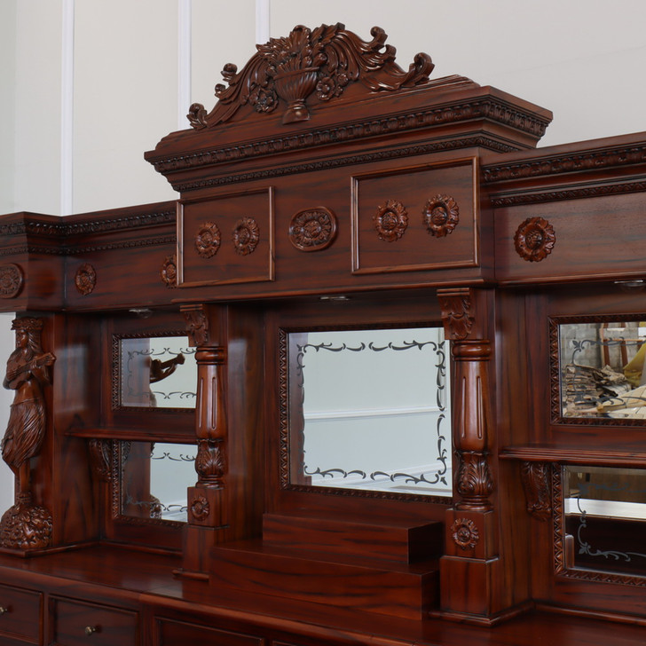 9ft Saloon Bar w/ Carved Hula Lady Statues