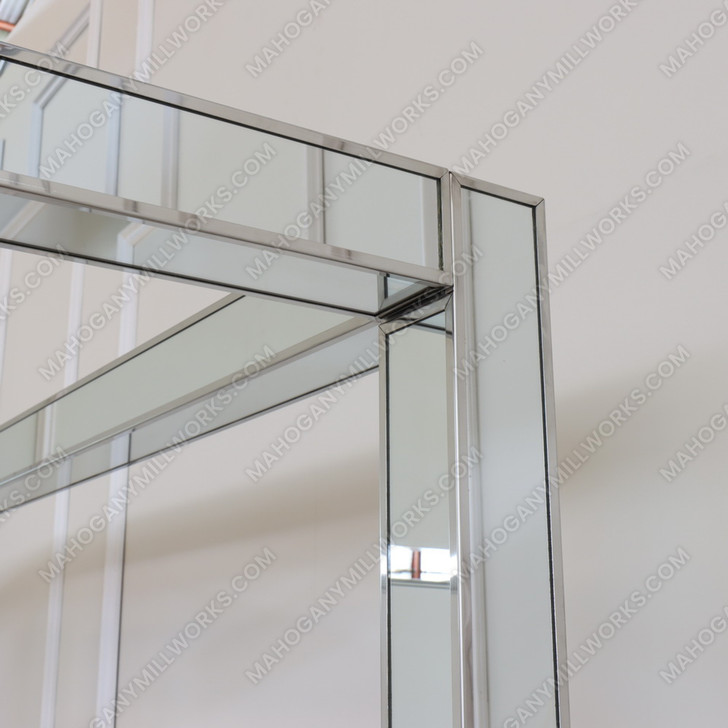 Mirrored Canopy Bed with Upholstered Headboard