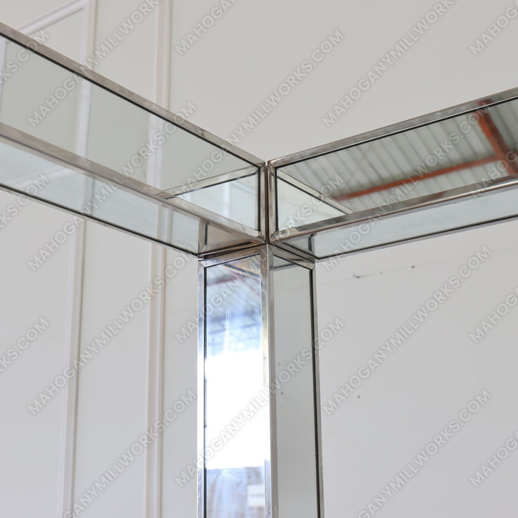 Mirrored Canopy Bed with Upholstered Headboard