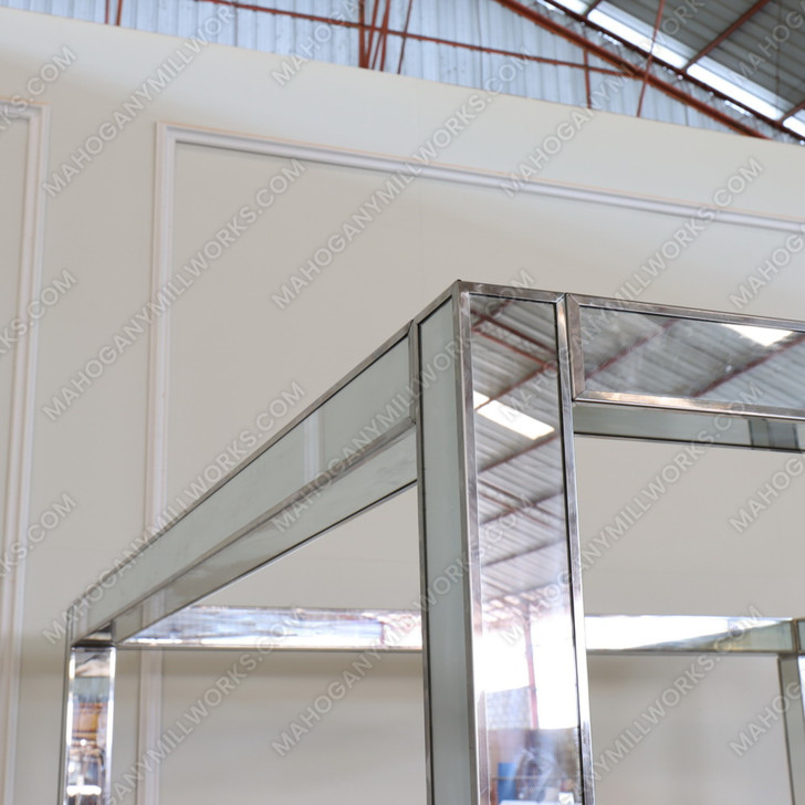 Mirrored Canopy Bed with Upholstered Headboard