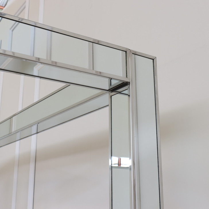 Mirrored Canopy Bed with Upholstered Headboard