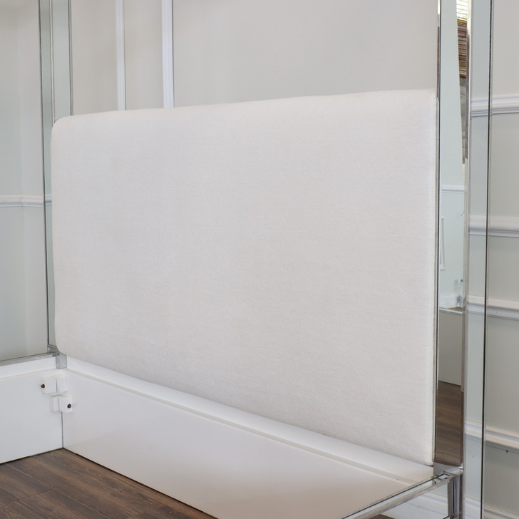 Mirrored Canopy Bed with Upholstered Headboard