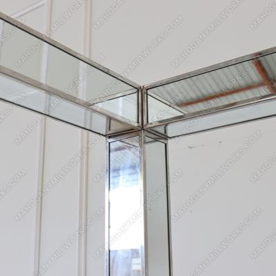 Mirrored Canopy Bed with Upholstered Headboard