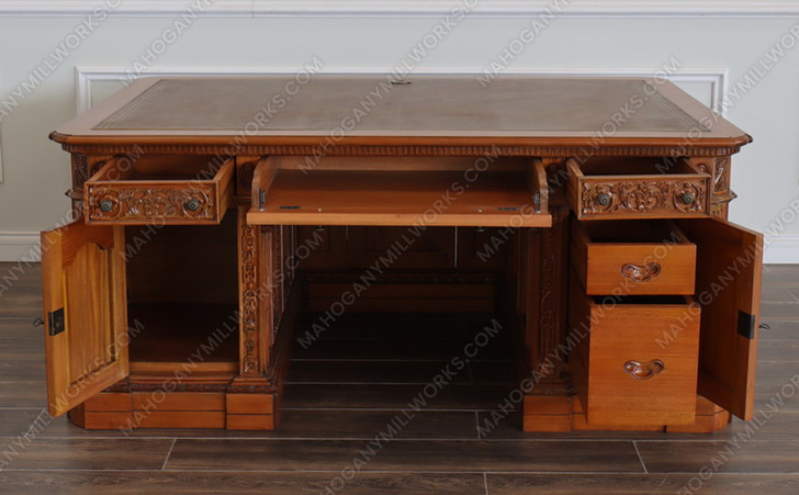 6ft Intricately Carved Mahogany Resolute Desk