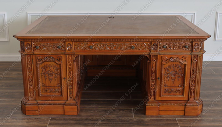 6ft Intricately Carved Mahogany Resolute Desk