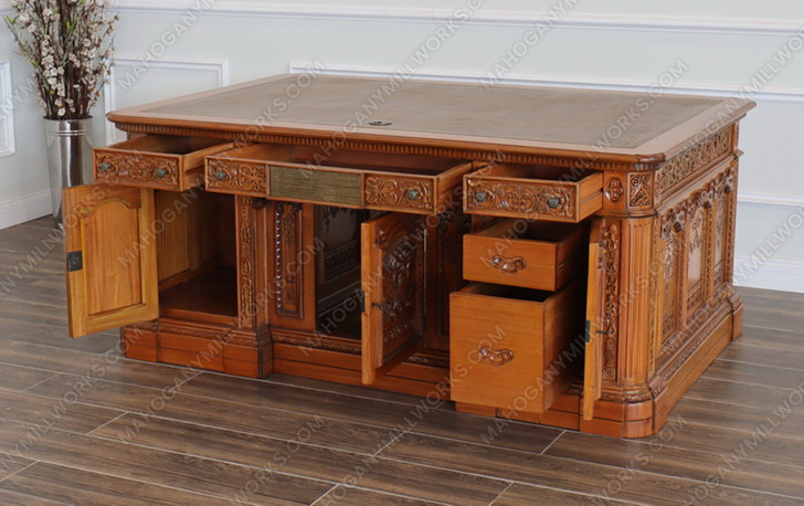 6ft Intricately Carved Mahogany Resolute Desk