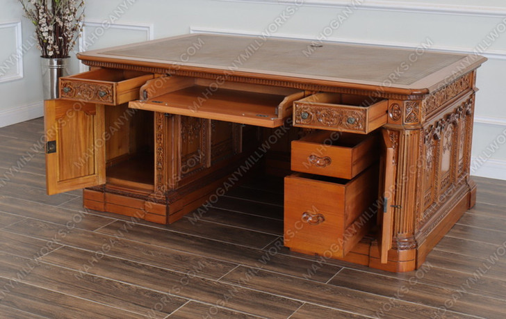 6ft Intricately Carved Mahogany Resolute Desk