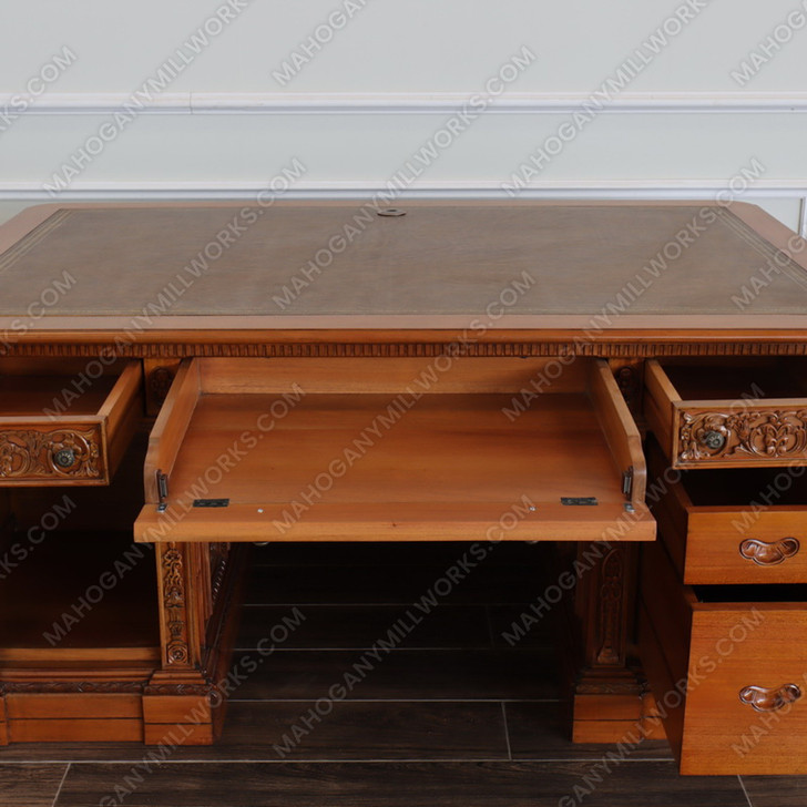 6ft Intricately Carved Mahogany Resolute Desk