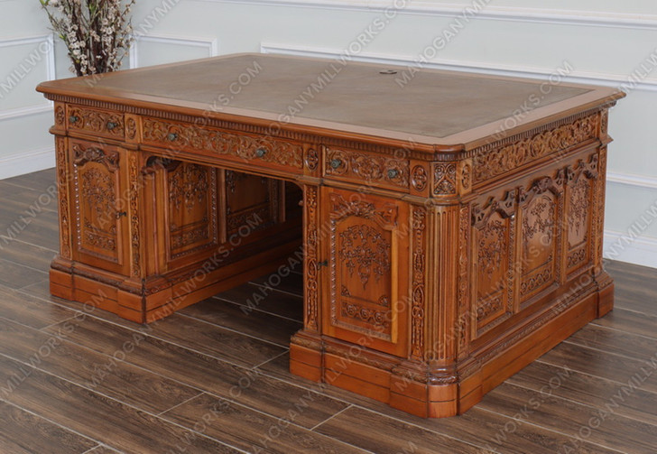 6ft Intricately Carved Mahogany Resolute Desk