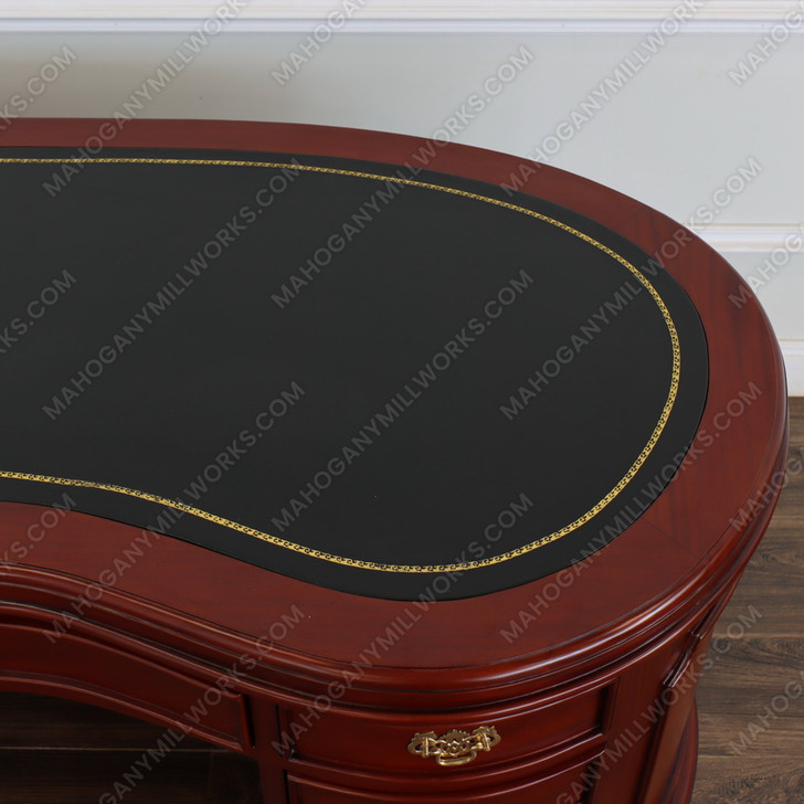 5ft Cherry Genuine Leather top Kidney Desk w/ Shelving