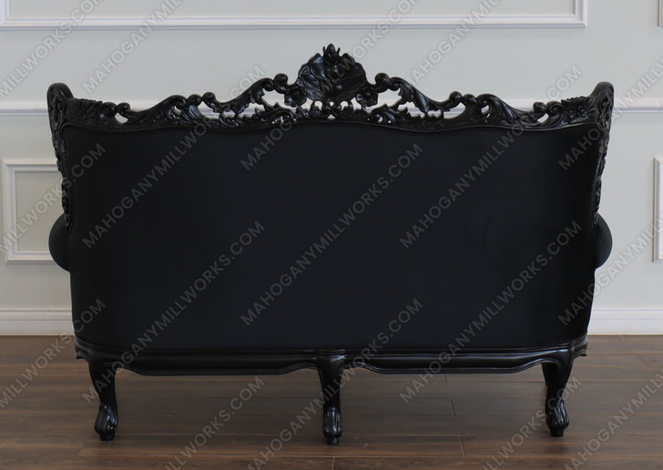 Black Velvet Gothic Loveseat w/ Tufted Back