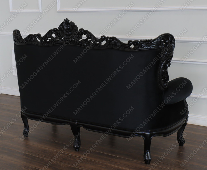 Black Velvet Gothic Loveseat w/ Tufted Back