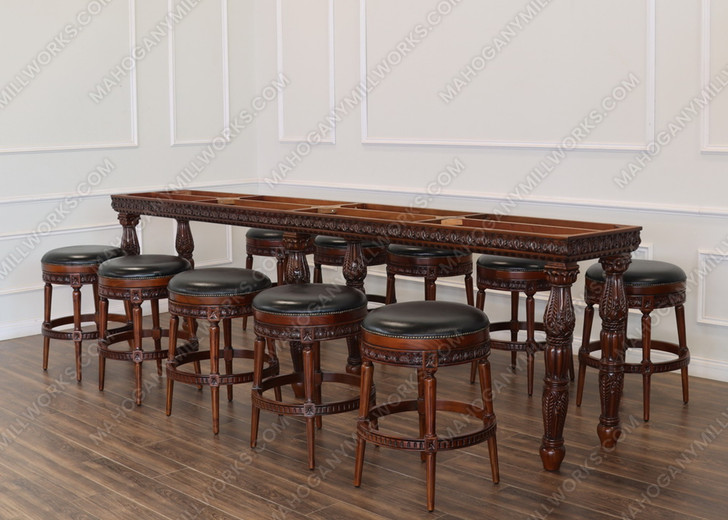 Genuine Leather Round Bar Height Backless Swivel Barstool (Poznan)