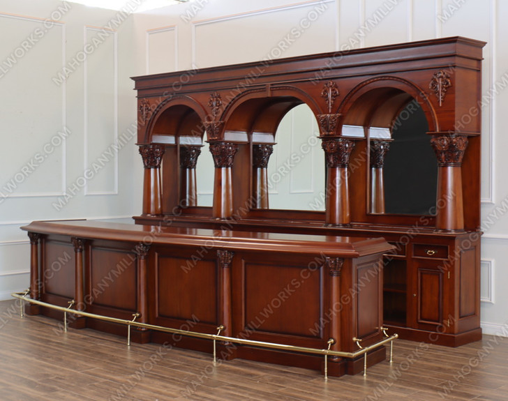 16ft Mahogany Brunswick Pub Bar w/Brass Foot Rails