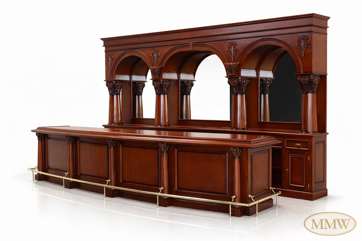 16ft Mahogany Brunswick Pub Bar w/Brass Foot Rails