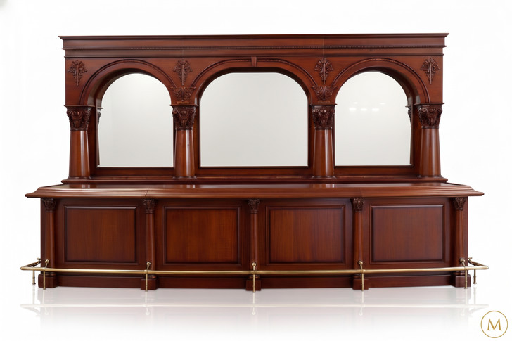 16ft Mahogany Brunswick Pub Bar w/Brass Foot Rails
