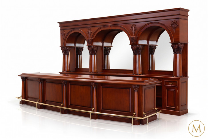 16ft Mahogany Brunswick Pub Bar w/Brass Foot Rails