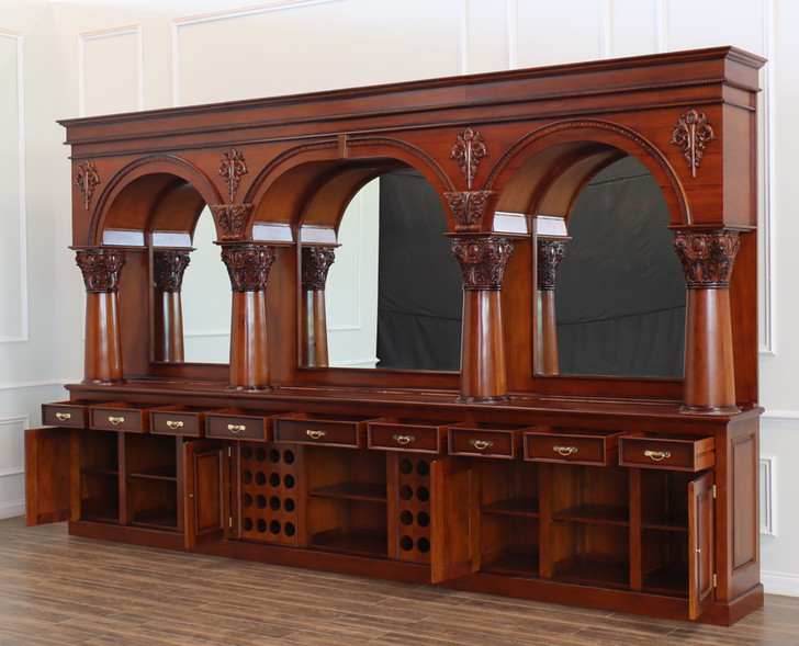 16ft Mahogany Brunswick Pub Bar w/Brass Foot Rails