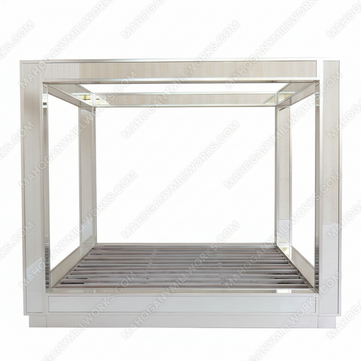 Mirrored Glass Four Post Canopy Bed