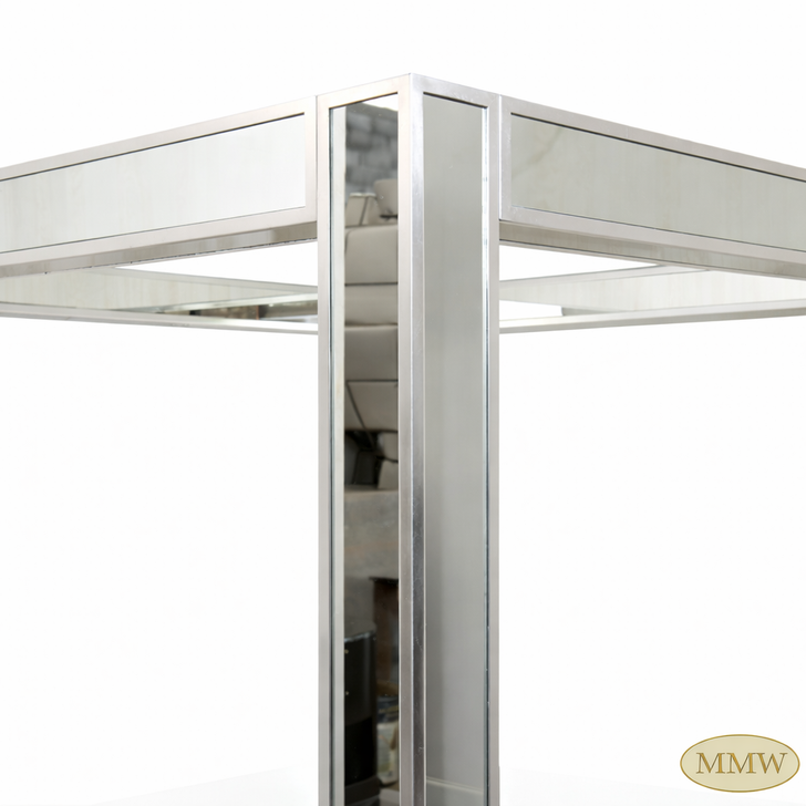 Mirrored Glass Four Post Canopy Bed