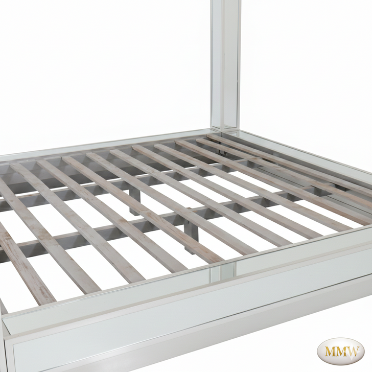 Mirrored Glass Four Post Canopy Bed
