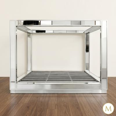 Mirrored Glass Four Post Canopy Bed