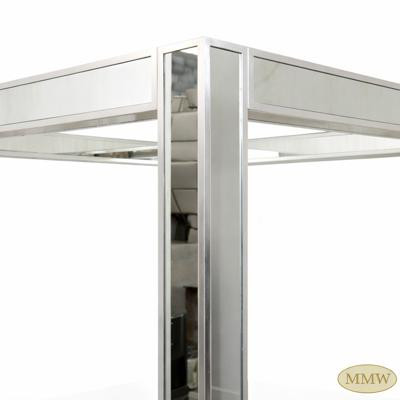 Mirrored Glass Four Post Canopy Bed