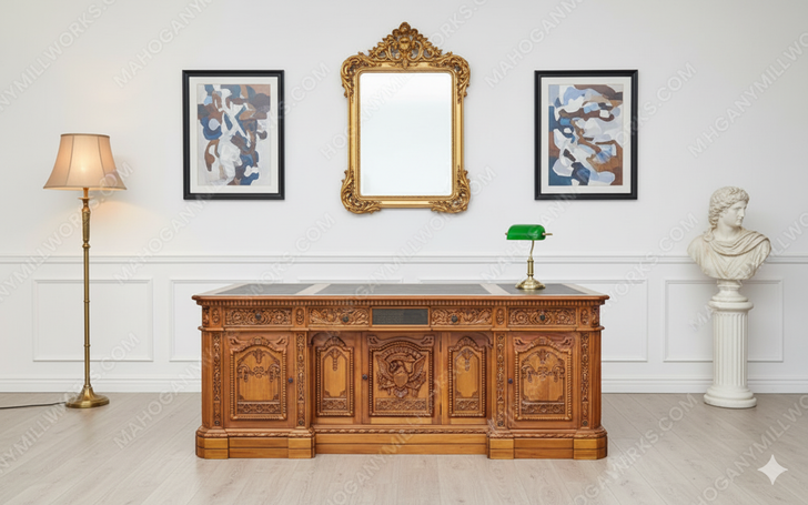 7ft Light Mahogany Oval Office Resolute Desk