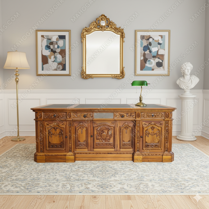 7ft Light Mahogany Oval Office Resolute Desk