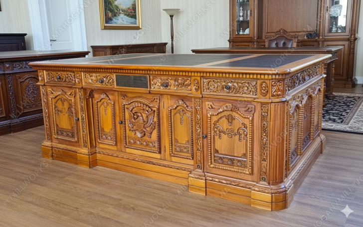 7ft Light Mahogany Oval Office Resolute Desk