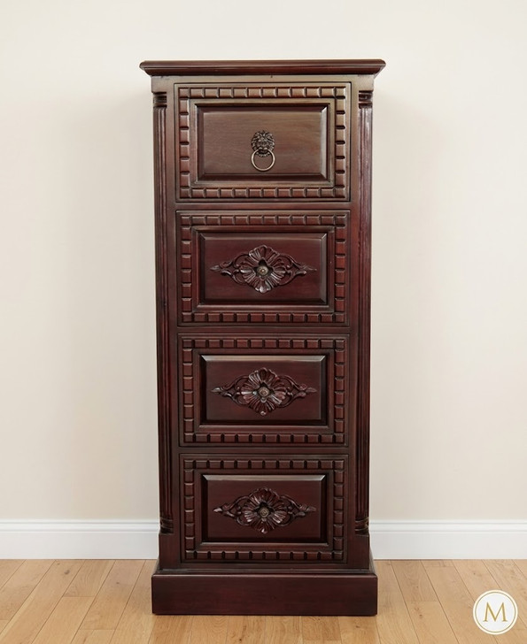 Mahogany Gothic Lion File/Filing Cabinet