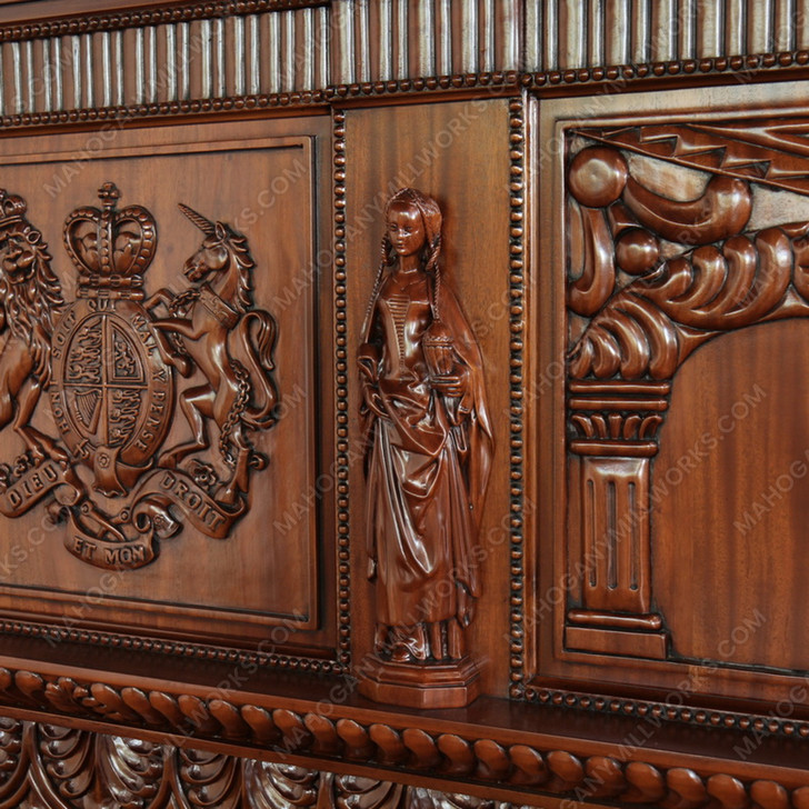 King James Walnut Gothic Ornate Four Post Canopy Bed