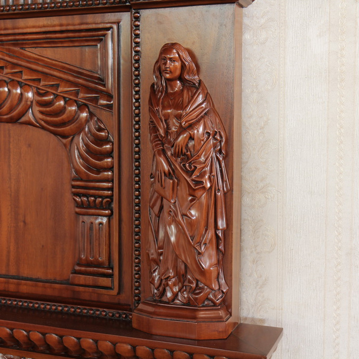 King James Mahogany Ornate Hand Carved Four Post Canopy Bed