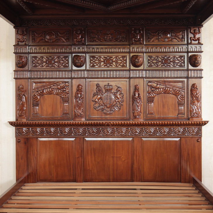 King James Mahogany Ornate Hand Carved Four Post Canopy Bed