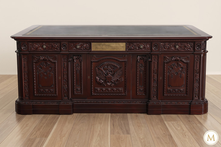 6ft Aged Classic Mahogany Presidential Resolute Desk (Depth: 36")