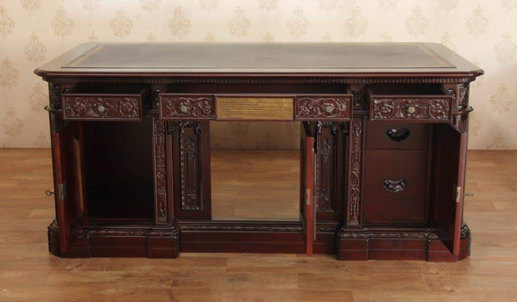 6ft Aged Classic Mahogany Presidential Resolute Desk (Depth: 36")