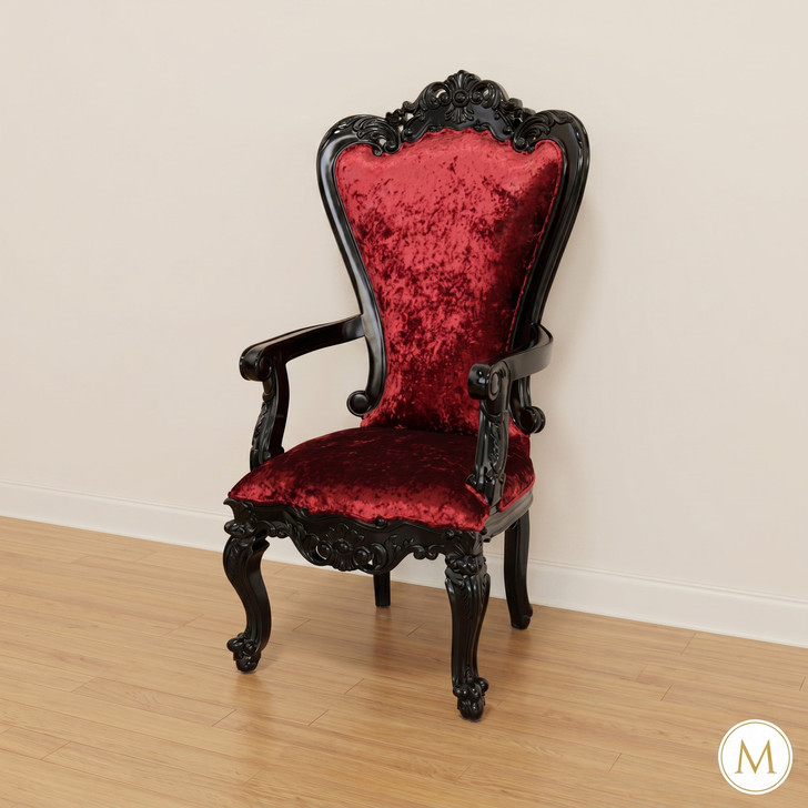 Red Velvet Victorian High back Arm Chairs (Pair 2)