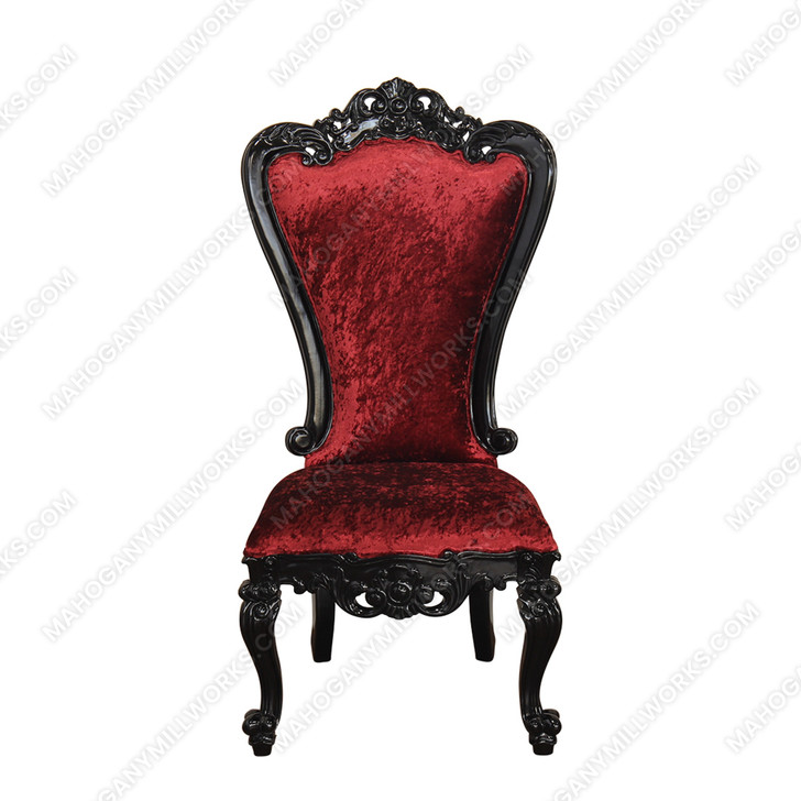 Red Velvet Victorian High back Dining Side Chairs Pair (2)