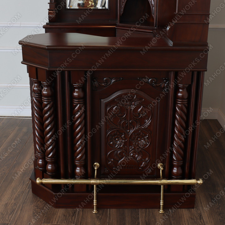 Mahogany Stained Glass Corner Canopy Home Pub Bar (91"H )