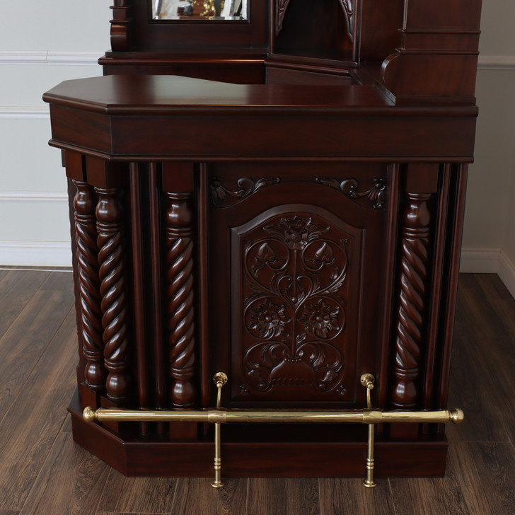 Mahogany Stained Glass Corner Canopy Home Pub Bar (91"H )