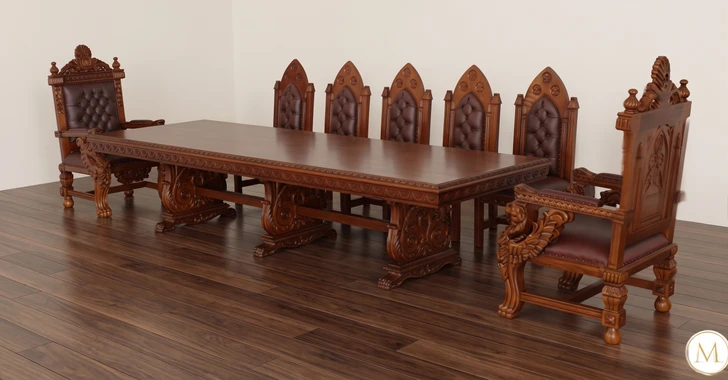 12ft Gothic Mahogany Dining Table (12ft x 48"D)