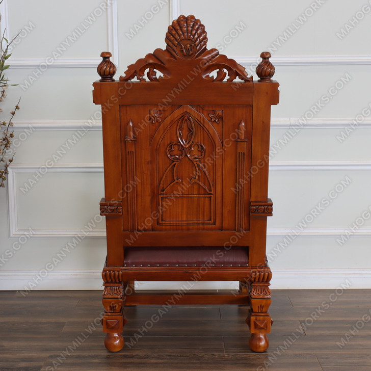 Ornate  Church Bishop's Throne Chair w/ Genuine Leather