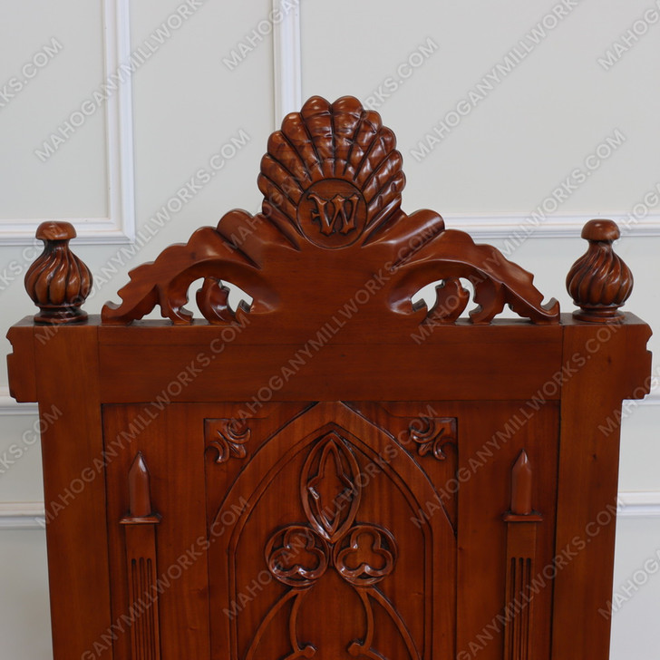 Custom Pecan Church Bishop's Throne Chair w/ Genuine Leather