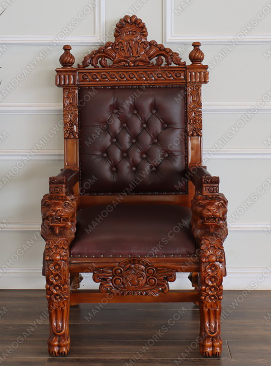 Ornate  Church Bishop's Throne Chair w/ Genuine Leather