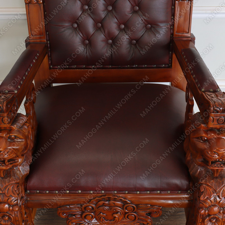 Solid Mahogany Church Bishop's Throne Chair w/ Genuine Leather