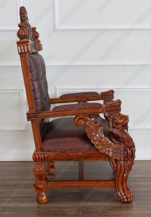 Ornate  Church Bishop's Throne Chair w/ Genuine Leather