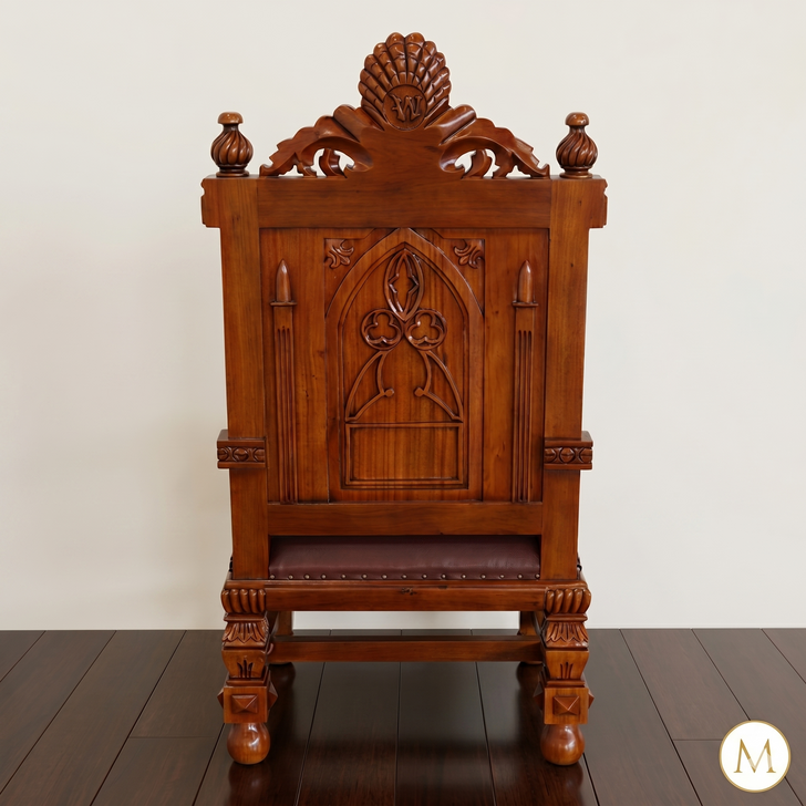 Solid Mahogany Church Bishop's Throne Chair w/ Genuine Leather