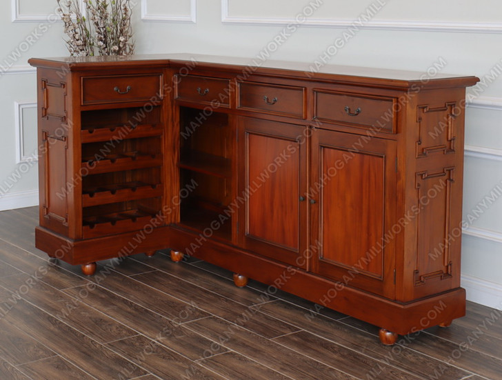 Custom Pecan Victorian L-Shape Corner Home Pub Bar