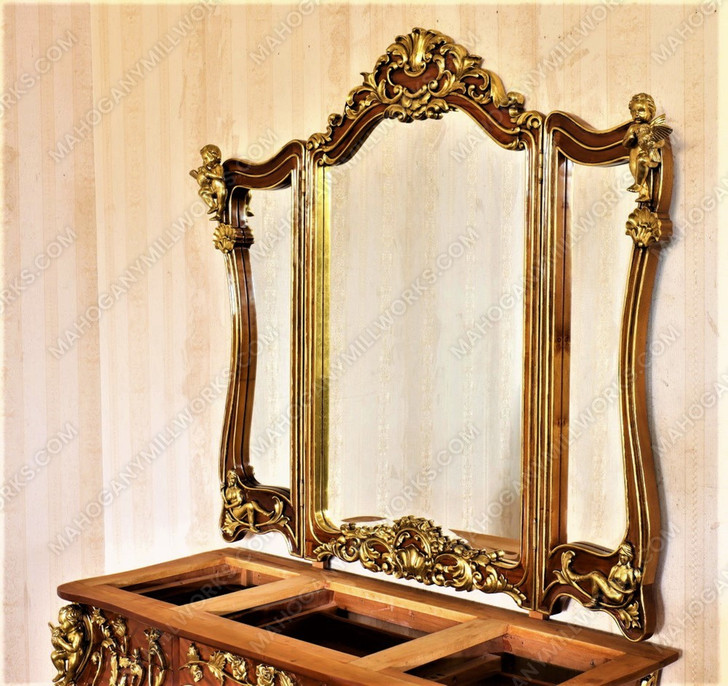 Custom Rococo Crossbanded Inlay Ladies Make up Vanity